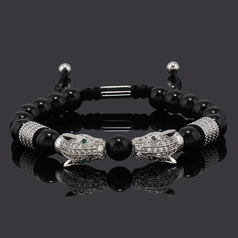 Men's Adjustable Style Stainless Steel Luxury Leopard Bracelet