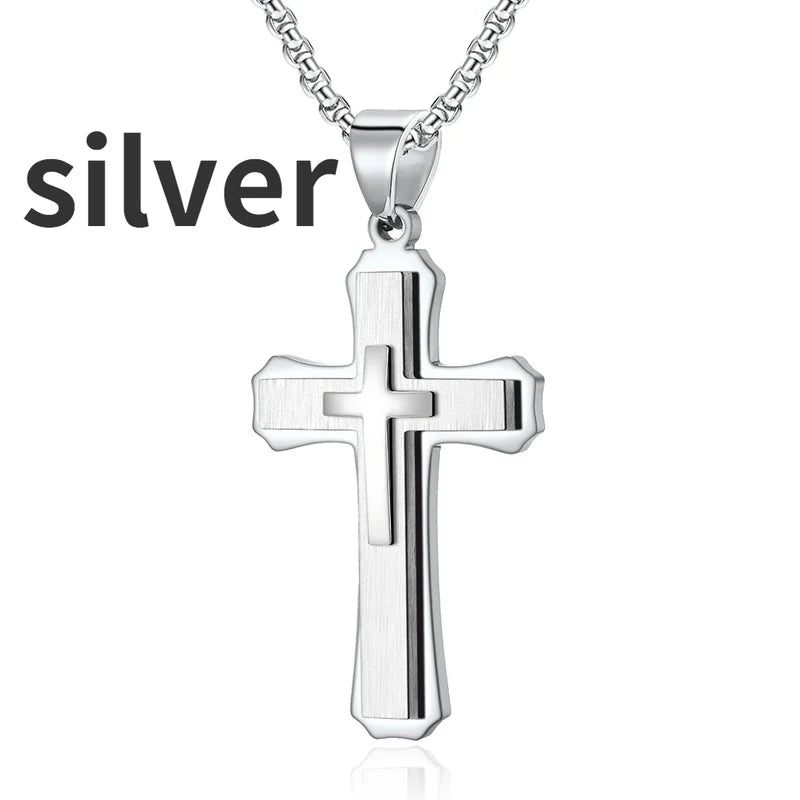 Men's Cross Necklace Double Layer Model