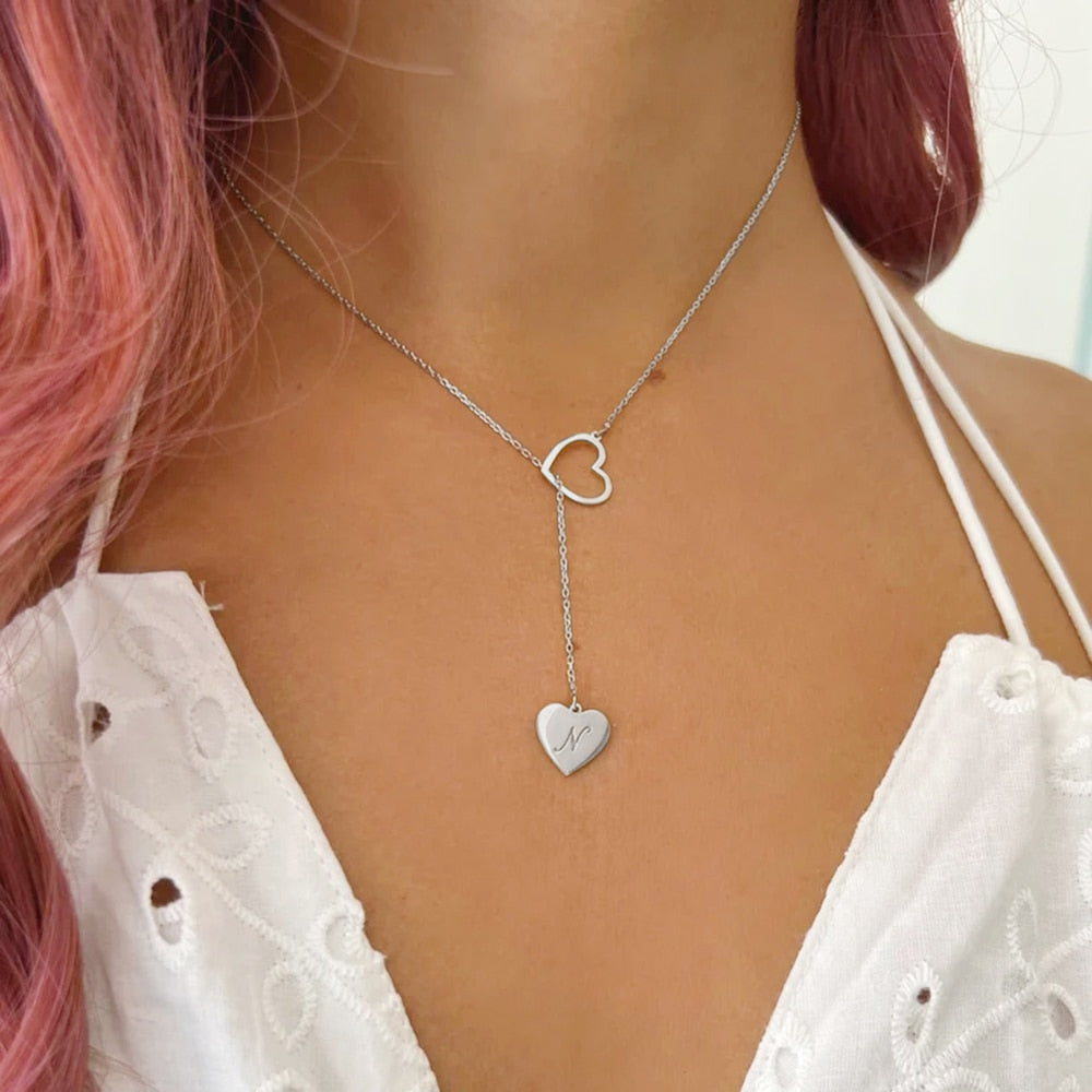 Colar Inicial Do Nome Coração Personalizado Feminino - HAS SHOP