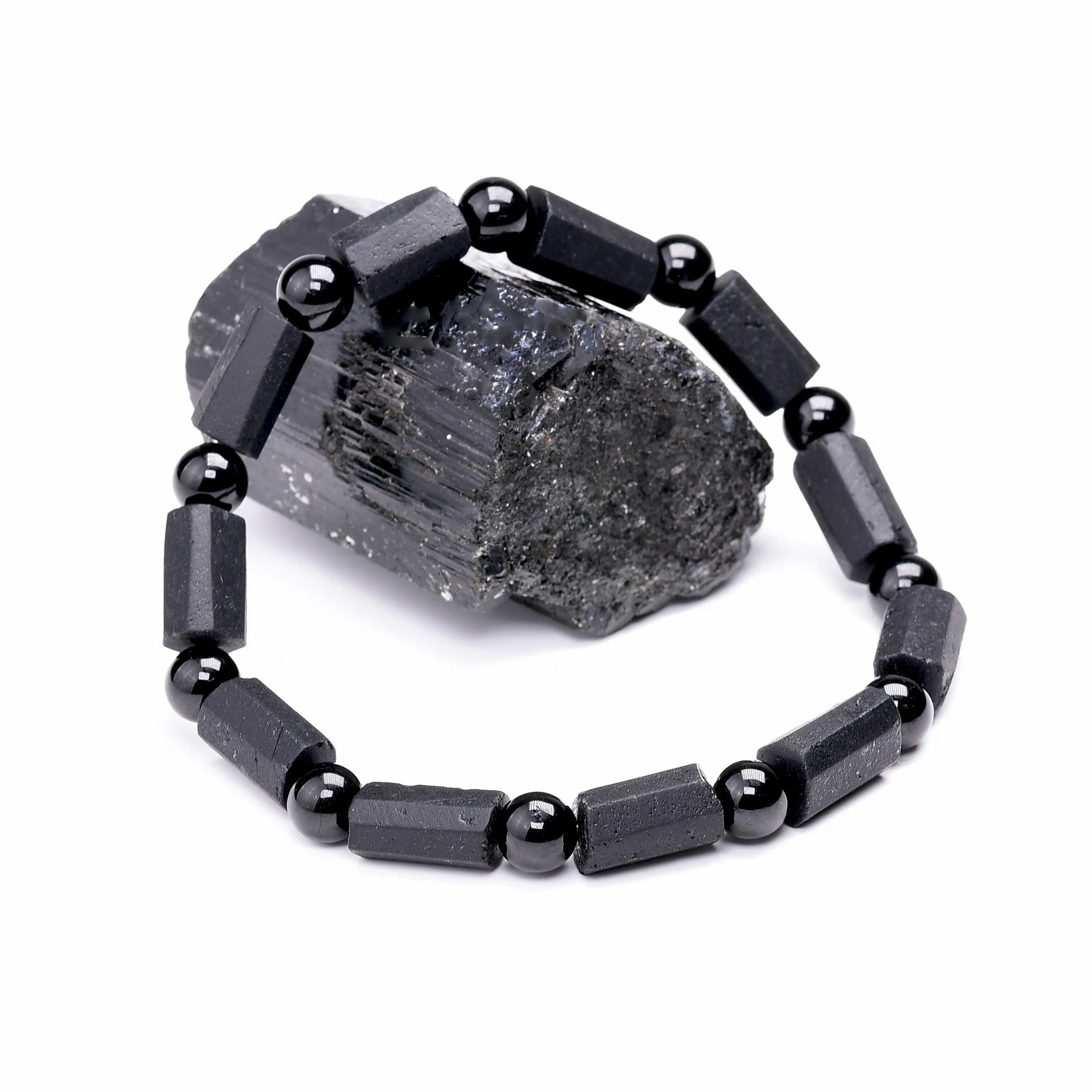Men's Natural Black Ball Tourmaline Bracelet