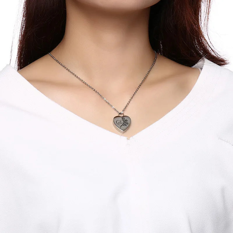 Personalized 3D Heart Pet Photo Urn Pendant Necklace