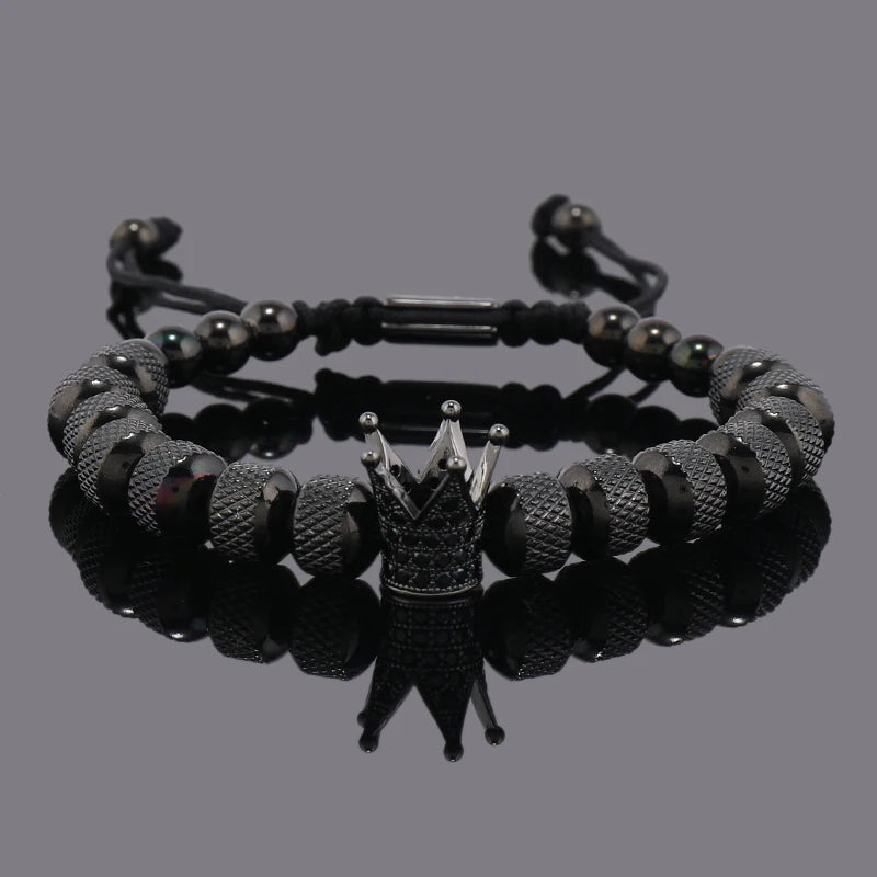 Men's Adjustable Style Stainless Steel Luxury Crown Bracelet