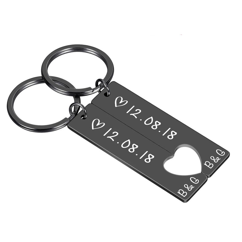 Personalized Date Keychain With Initial Letter Of Names