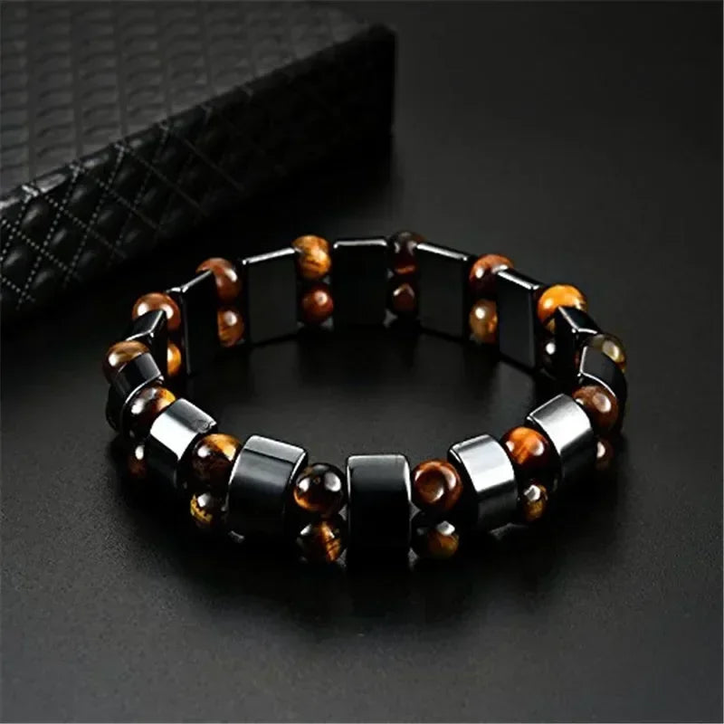Tiger Eye Lymphatic Detox Bracelet Natural Stone Magnetic Therapy Men