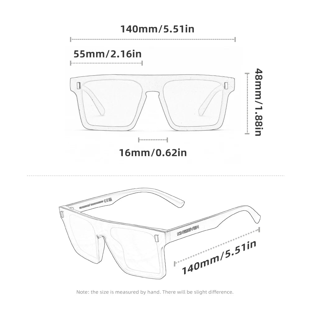 Fashion Rimless Sunglasses Unisex UV400 Polarized Square Lens