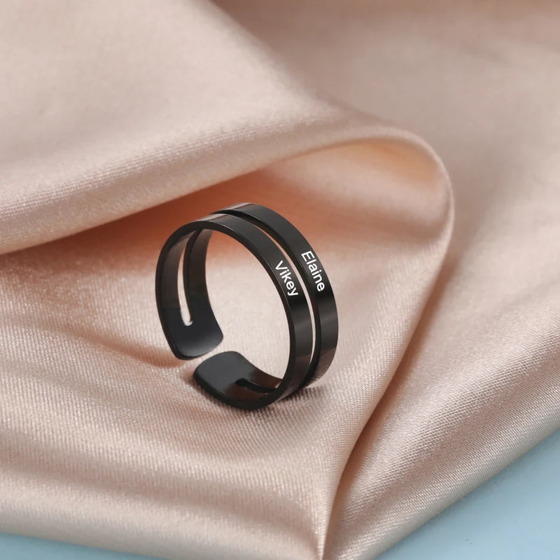 Personalized Adjustable Ring Up To Three Names For Women