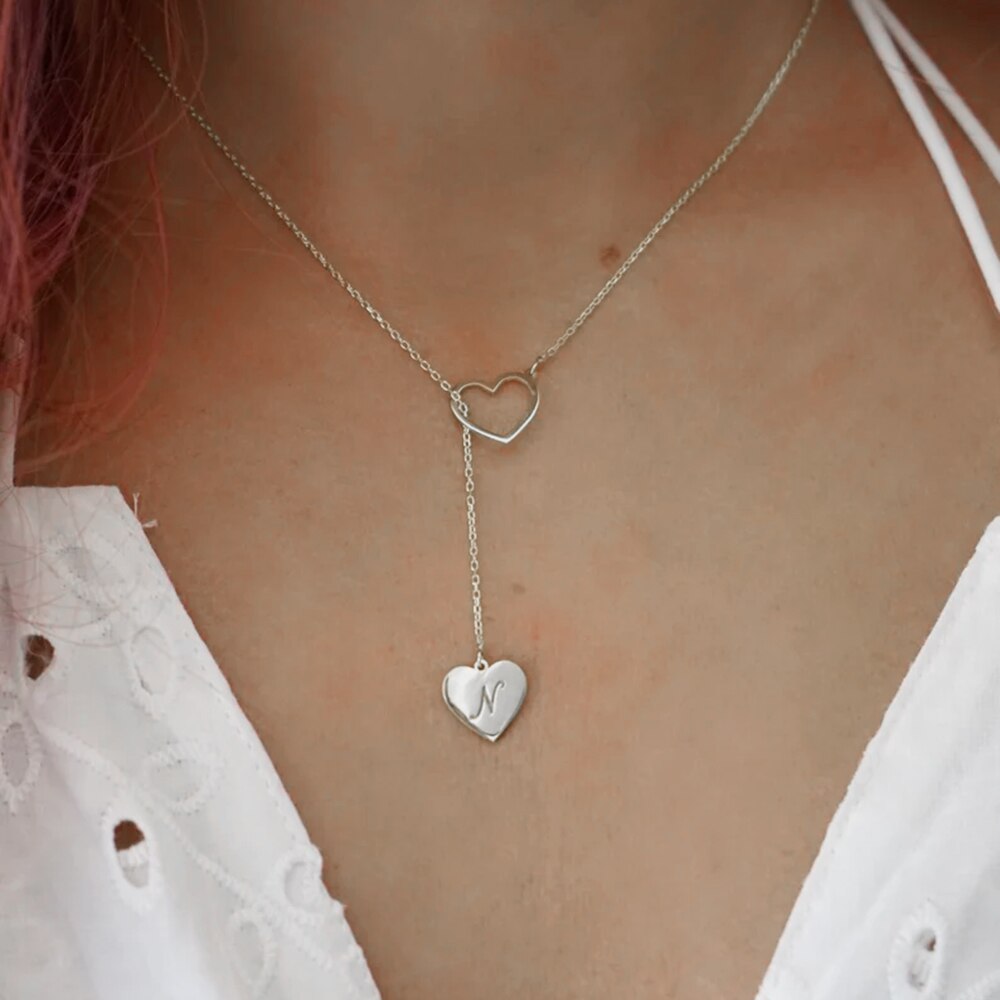 Colar Inicial Do Nome Coração Personalizado Feminino - HAS SHOP
