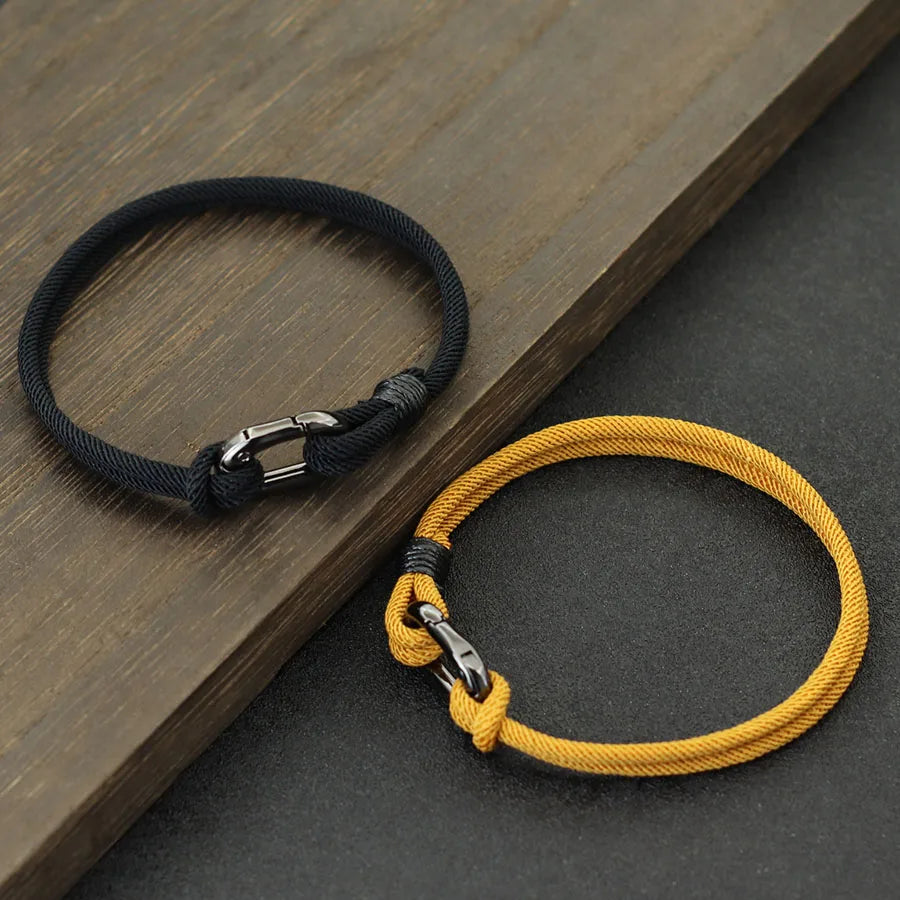 Elegant Rope and Clip 4mm Modern Men's Bracelet