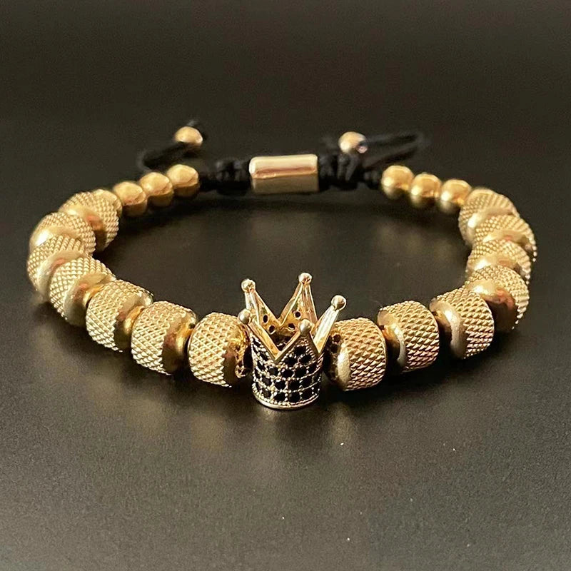 Men's Adjustable Style Stainless Steel Luxury Crown Bracelet