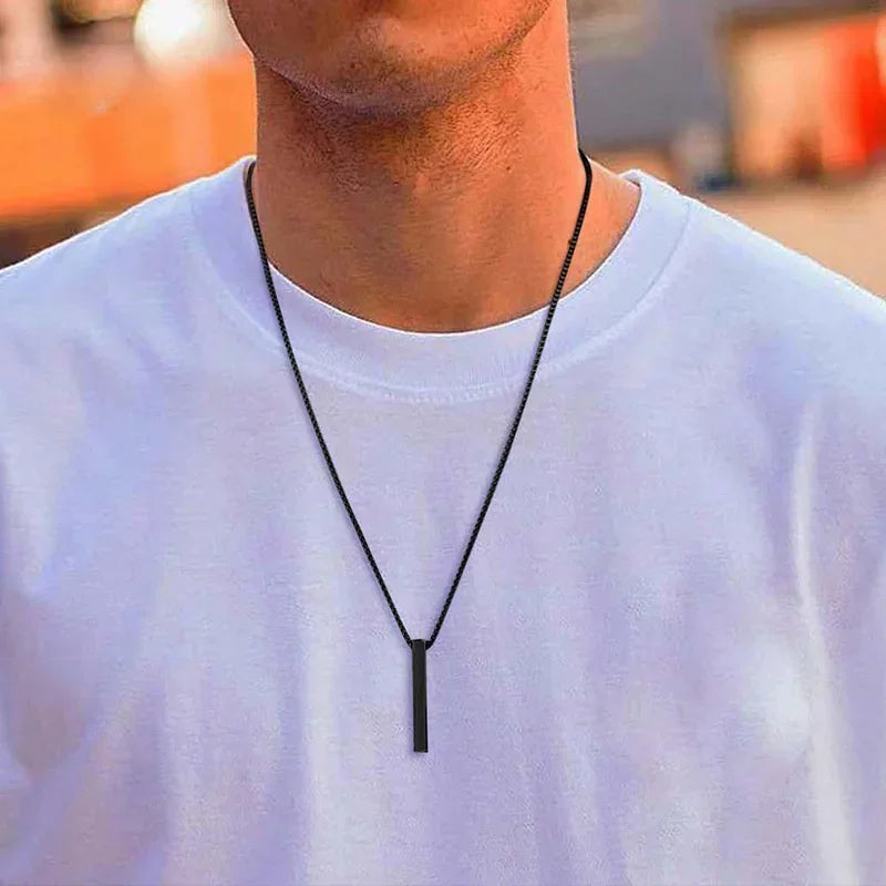Men's Modern Minimalist 3D Bar Necklace