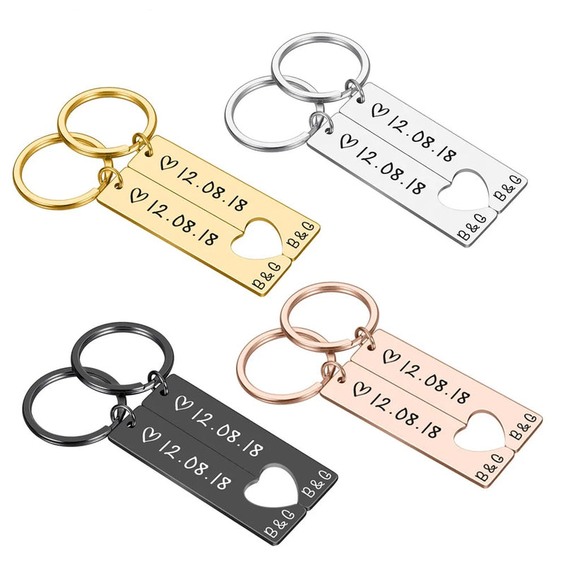 Personalized Date Keychain With Initial Letter Of Names