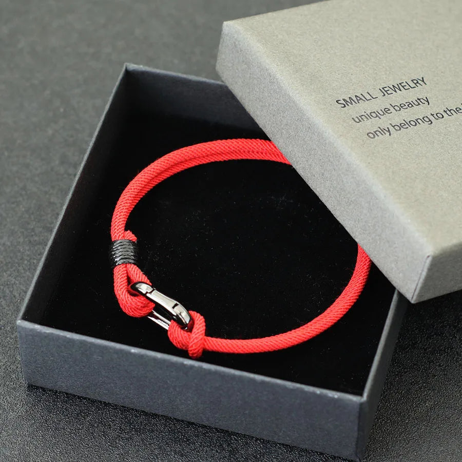 Elegant Rope and Clip 4mm Modern Men's Bracelet