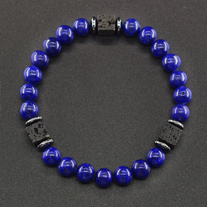 Men's Matte Volcanic Black Block Retro Bracelet