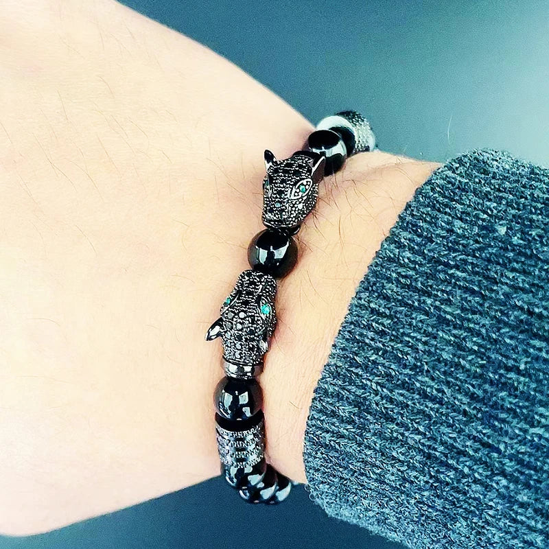 Men's Adjustable Style Stainless Steel Luxury Leopard Bracelet