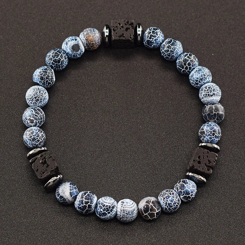 Men's Matte Volcanic Black Block Retro Bracelet
