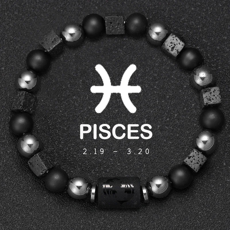 Natural Stone Bracelet 12 Signs of the Zodiac for Men
