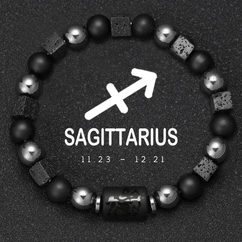 Natural Stone Bracelet 12 Signs of the Zodiac for Men