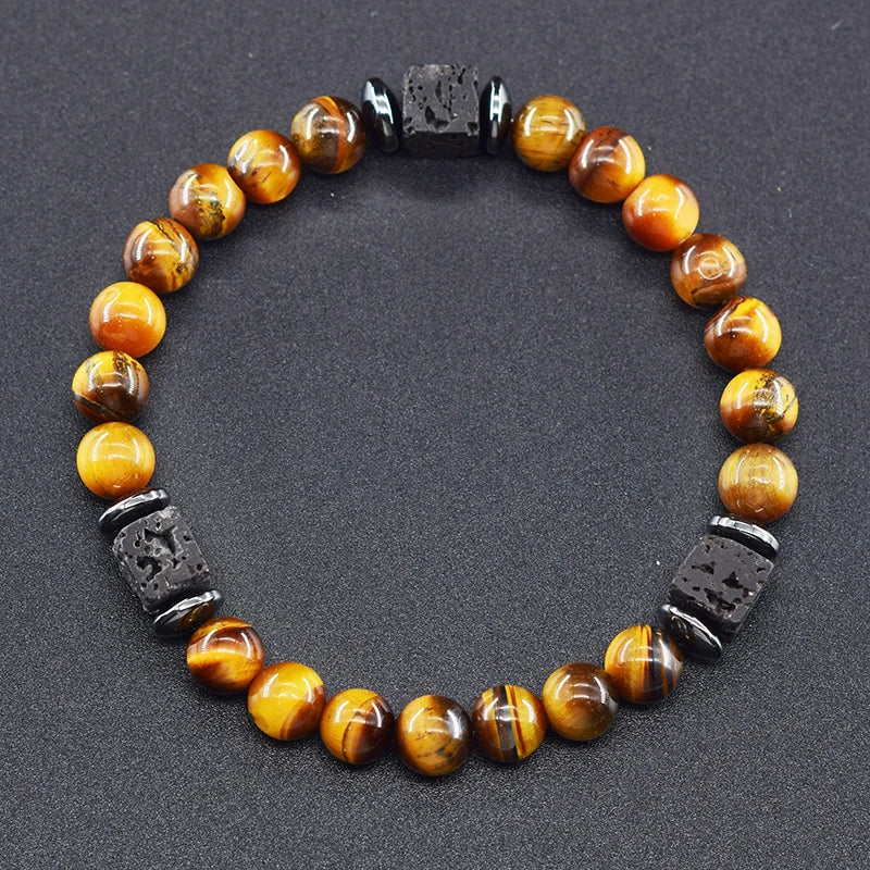 Men's Matte Volcanic Black Block Retro Bracelet