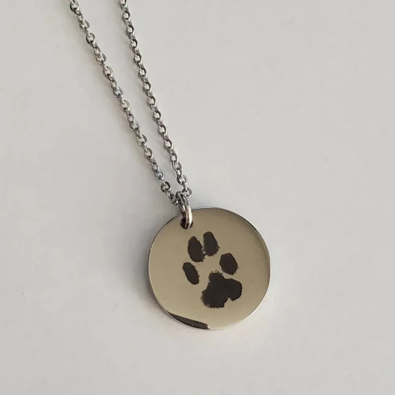 Personalized Name Necklace With Pet Paw Photo