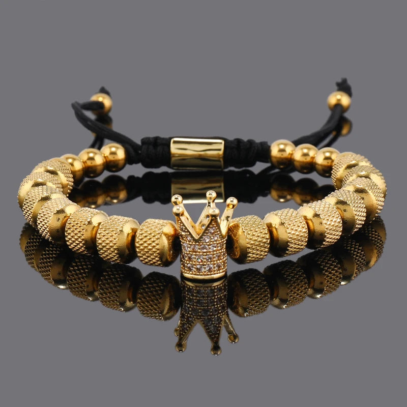 Men's Adjustable Style Stainless Steel Luxury Crown Bracelet