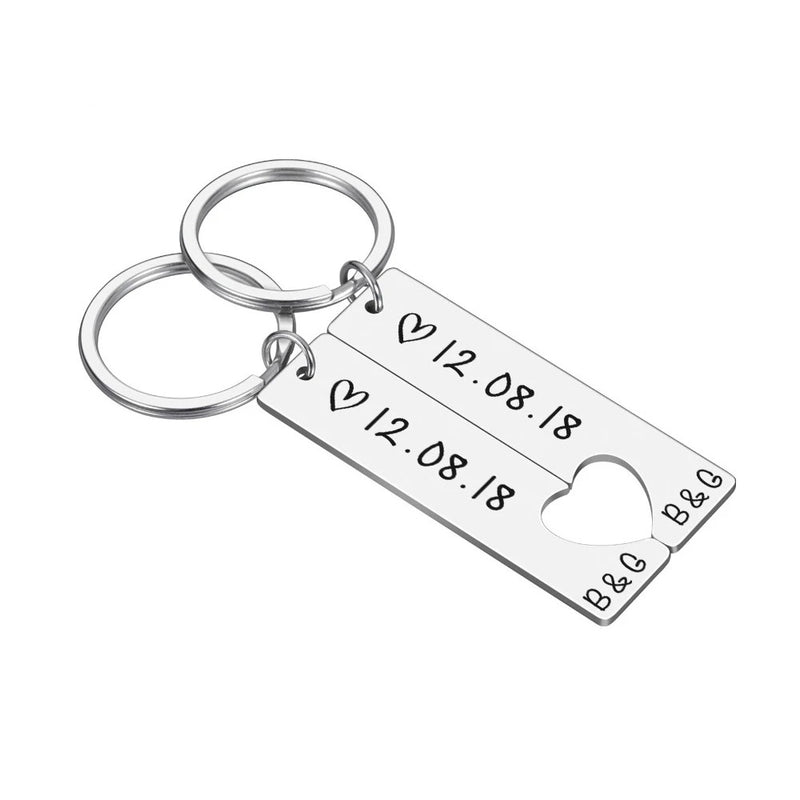 Personalized Date Keychain With Initial Letter Of Names