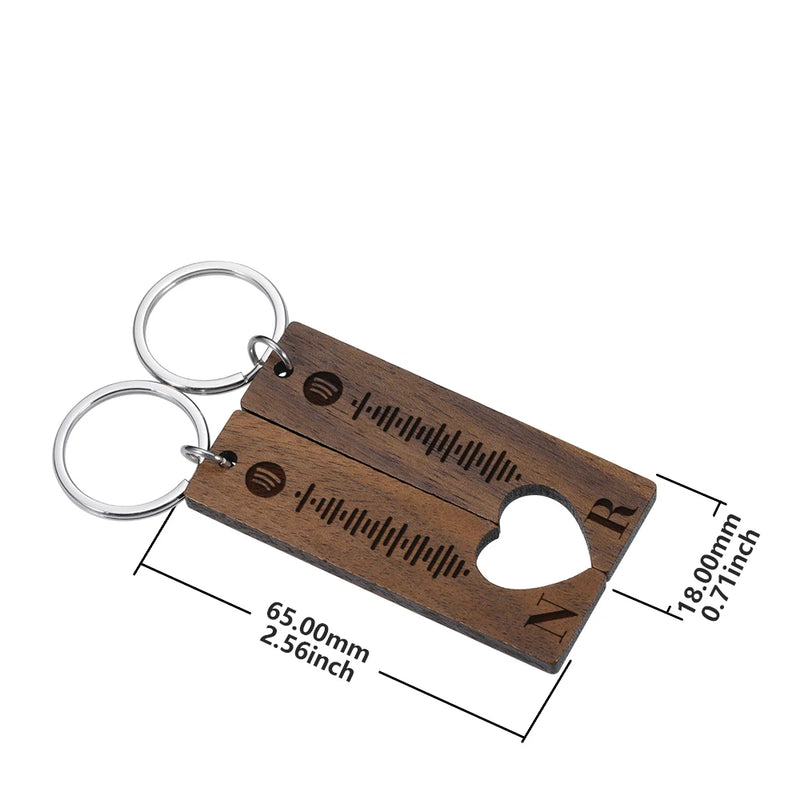 Spotify Code Initial Name Wooden Keychain