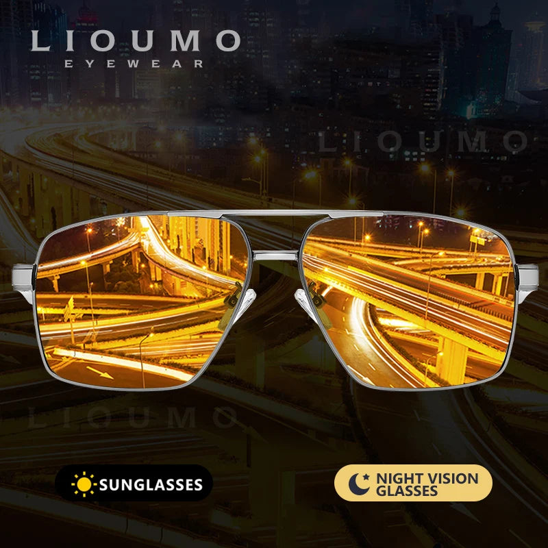 Photochromic Sunglasses UV400 Polarized Night Vision Anti-Glare Driving