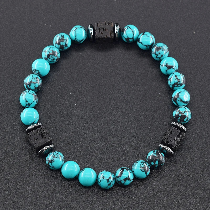 Men's Matte Volcanic Black Block Retro Bracelet