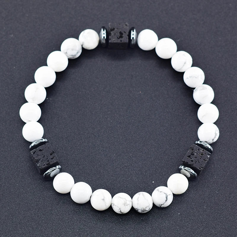 Men's Matte Volcanic Black Block Retro Bracelet
