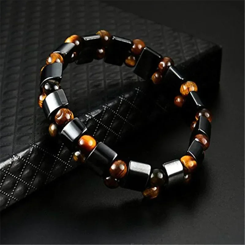 Tiger Eye Lymphatic Detox Bracelet Natural Stone Magnetic Therapy Men