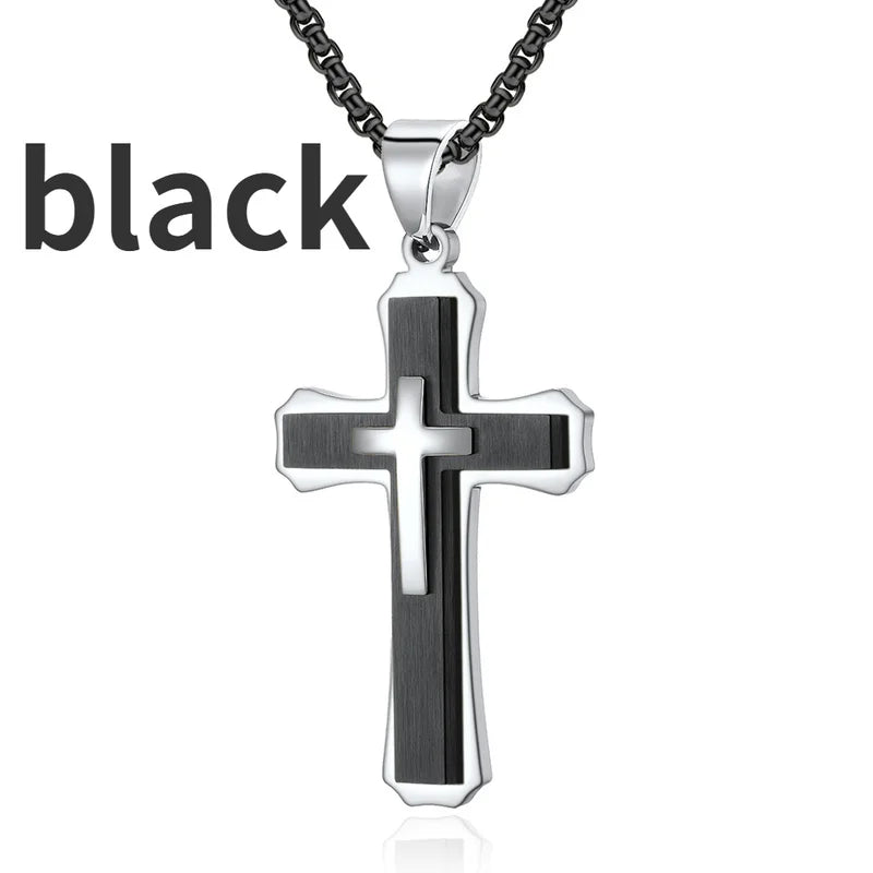 Men's Cross Necklace Double Layer Model