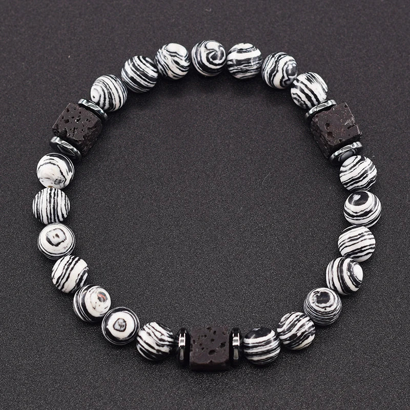 Men's Matte Volcanic Black Block Retro Bracelet