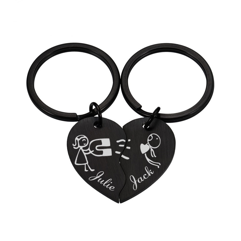 Customized Heart Keychain Couple's Names