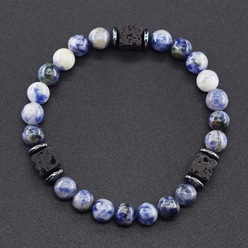 Men's Matte Volcanic Black Block Retro Bracelet