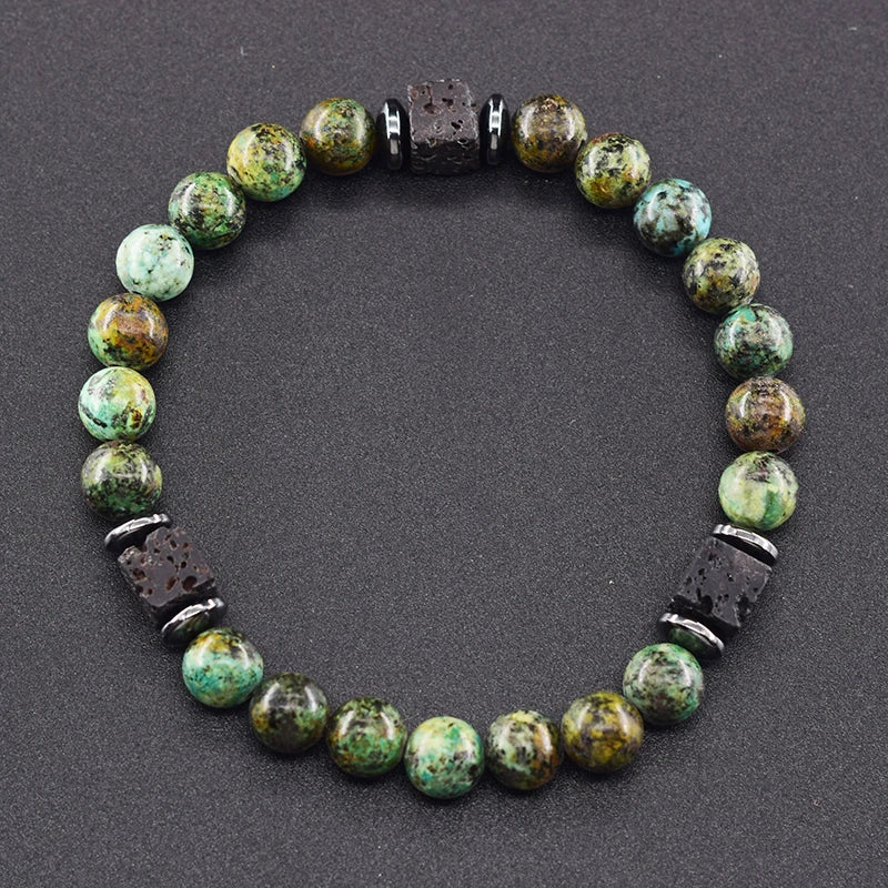 Men's Matte Volcanic Black Block Retro Bracelet