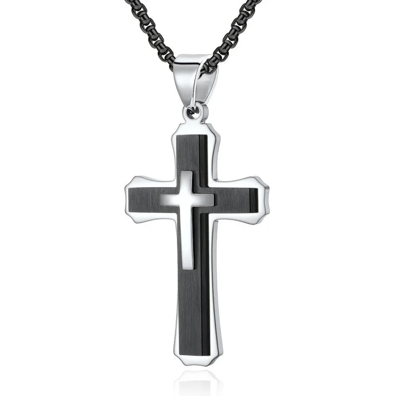 Men's Cross Necklace Double Layer Model