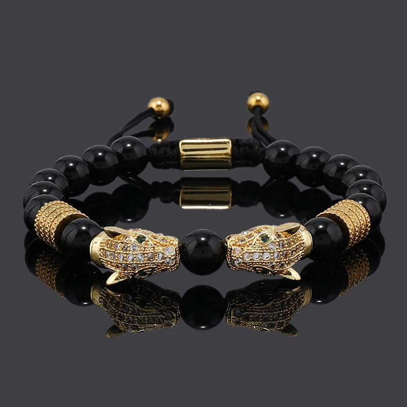 Men's Adjustable Style Stainless Steel Luxury Leopard Bracelet