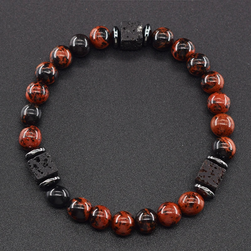 Men's Matte Volcanic Black Block Retro Bracelet