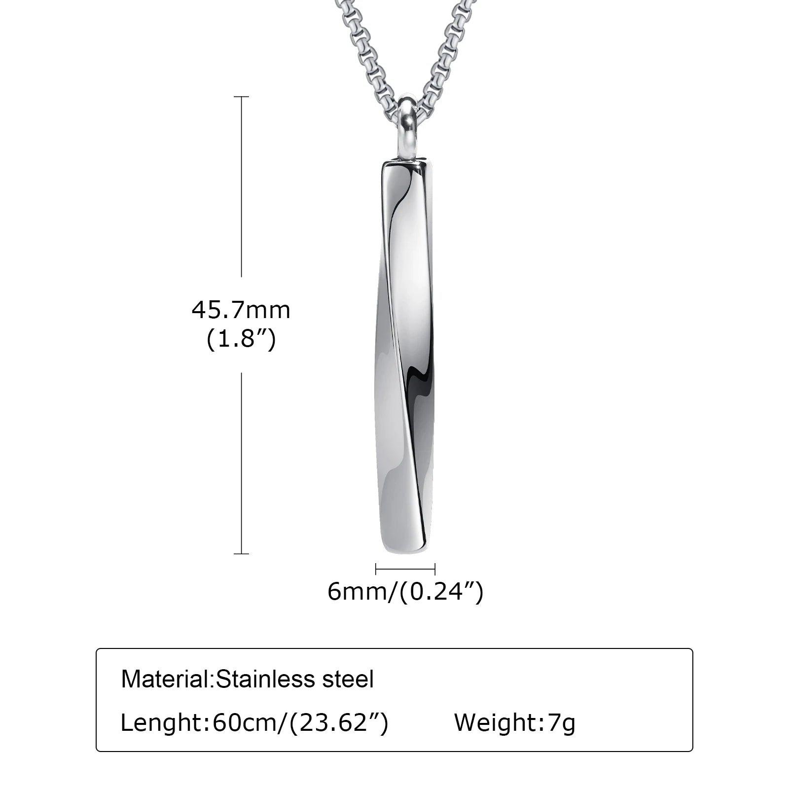 3D Rectangle Pet Urn Pendant Necklace