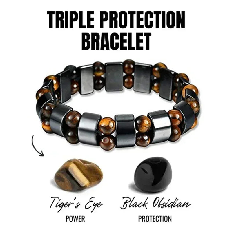 Tiger Eye Lymphatic Detox Bracelet Natural Stone Magnetic Therapy Men