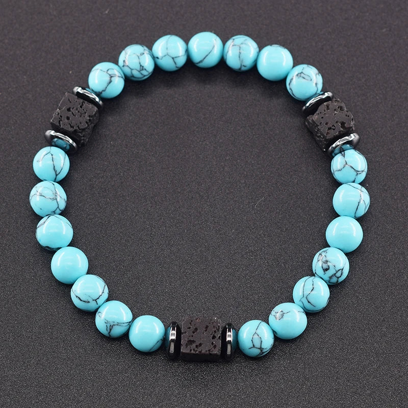 Men's Matte Volcanic Black Block Retro Bracelet