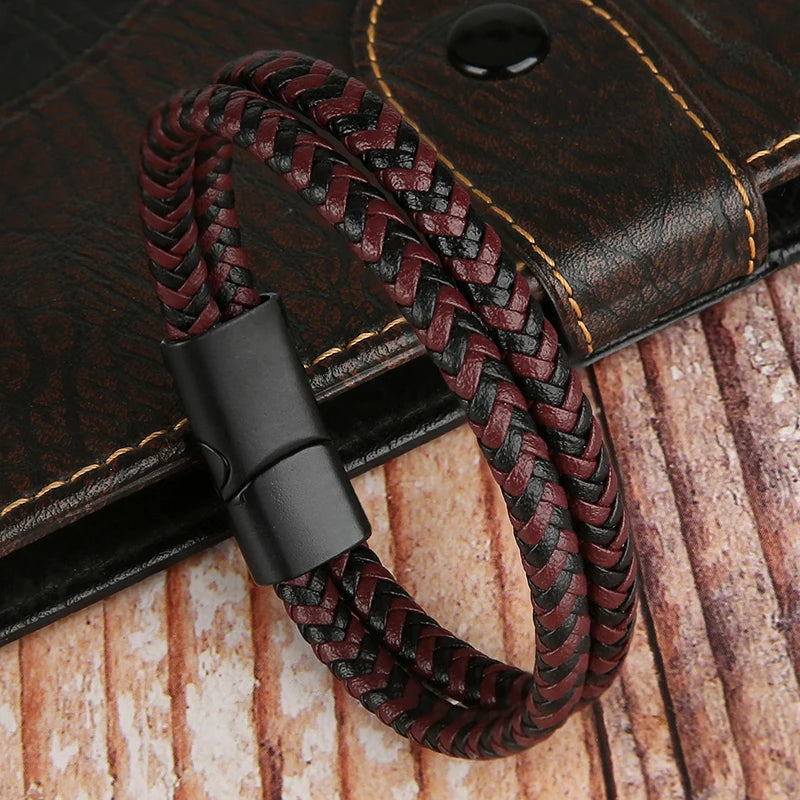 Men's Elegant Double Layer Leather Bracelet