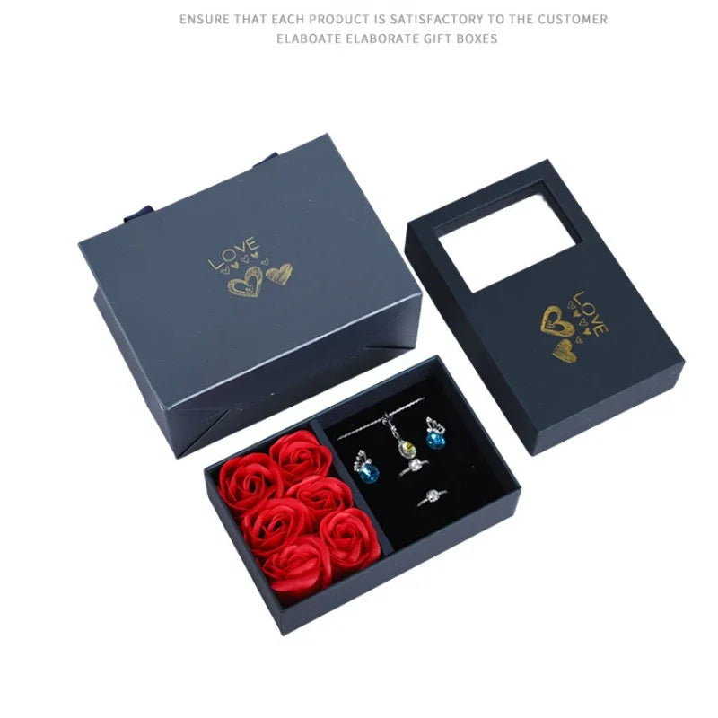 Jewelry Gift Box and Bag for Necklace Ring Bracelet Keychain Roses