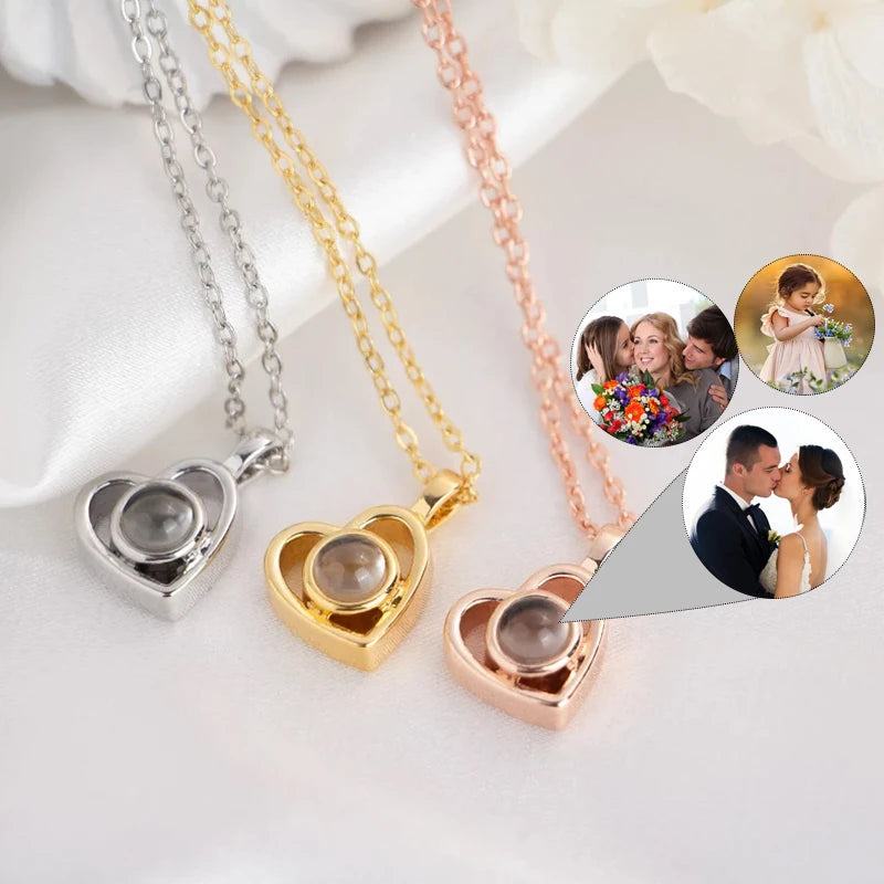 Customized Photo Necklace With Heart Turned Infinite