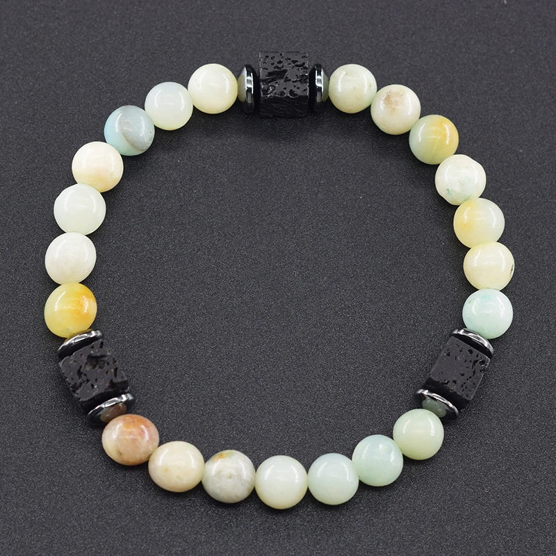 Men's Matte Volcanic Black Block Retro Bracelet