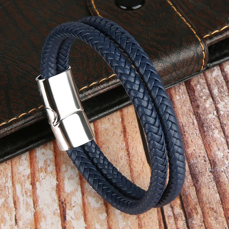 Men's Elegant Double Layer Leather Bracelet
