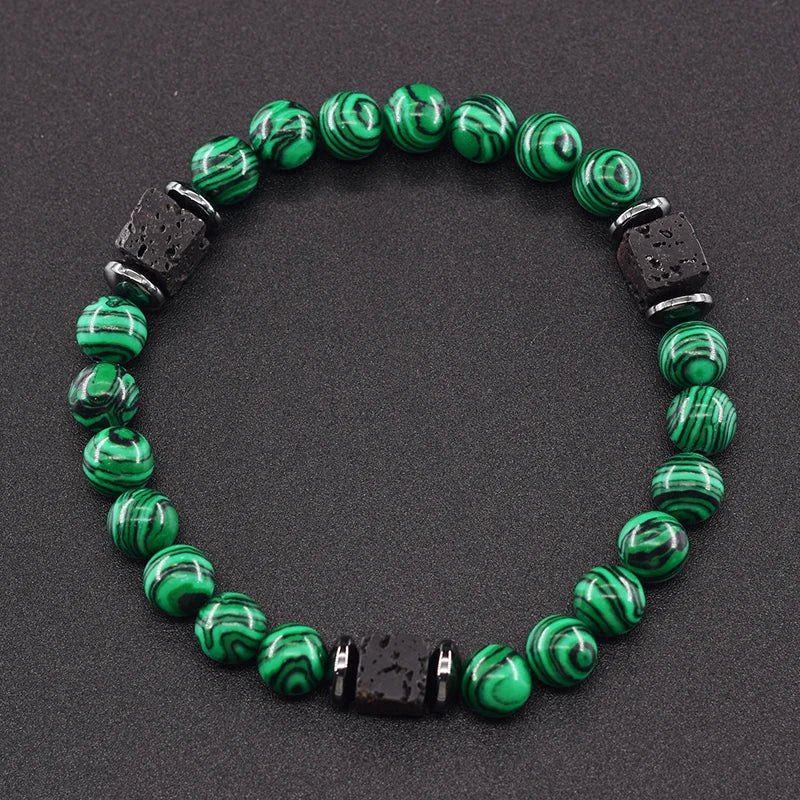 Men's Matte Volcanic Black Block Retro Bracelet