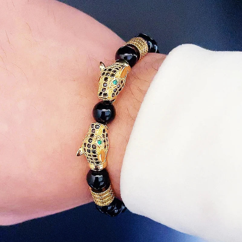 Men's Adjustable Style Stainless Steel Luxury Leopard Bracelet