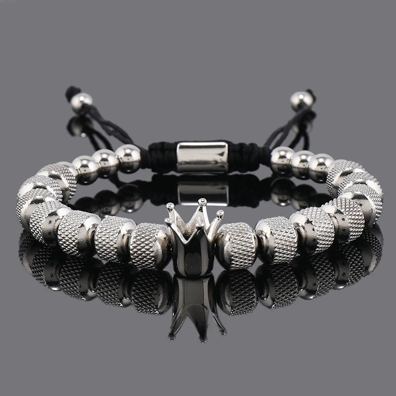 Men's Adjustable Style Stainless Steel Luxury Crown Bracelet