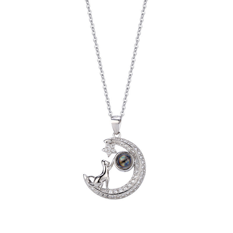 Custom Half Moon Photo Necklace - Kitty Infinity